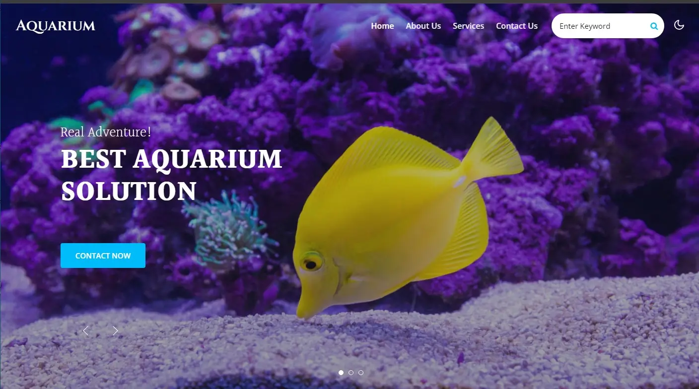 Aquarium - это шаблон сайта для магазинов аквариумов.