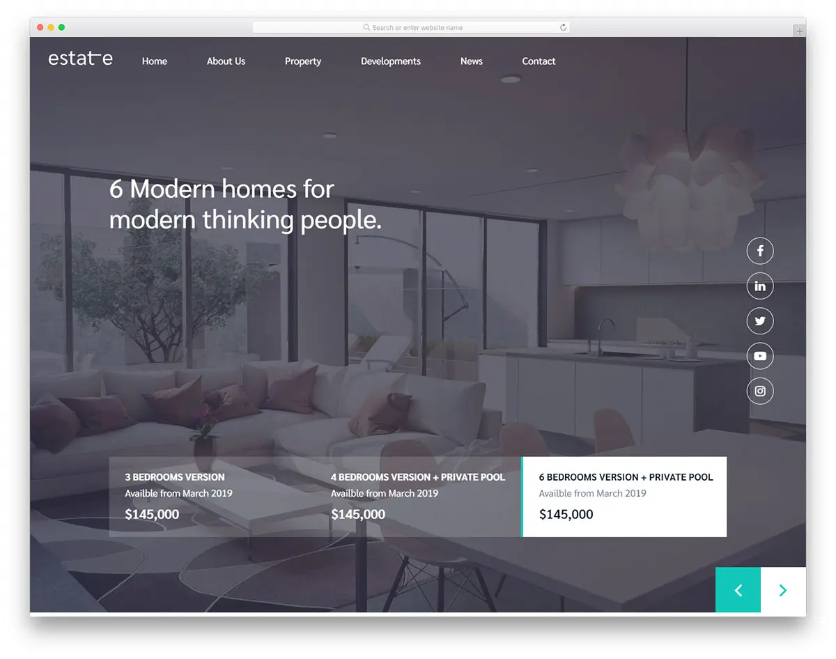 Estate современный шаблон сайта директора или агенства недвижимости