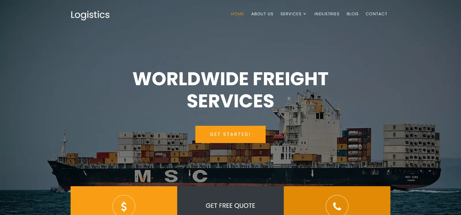 Logistics - шаблон для сайта транспортной фирмы, авиаперевозок, грузовых перевозок