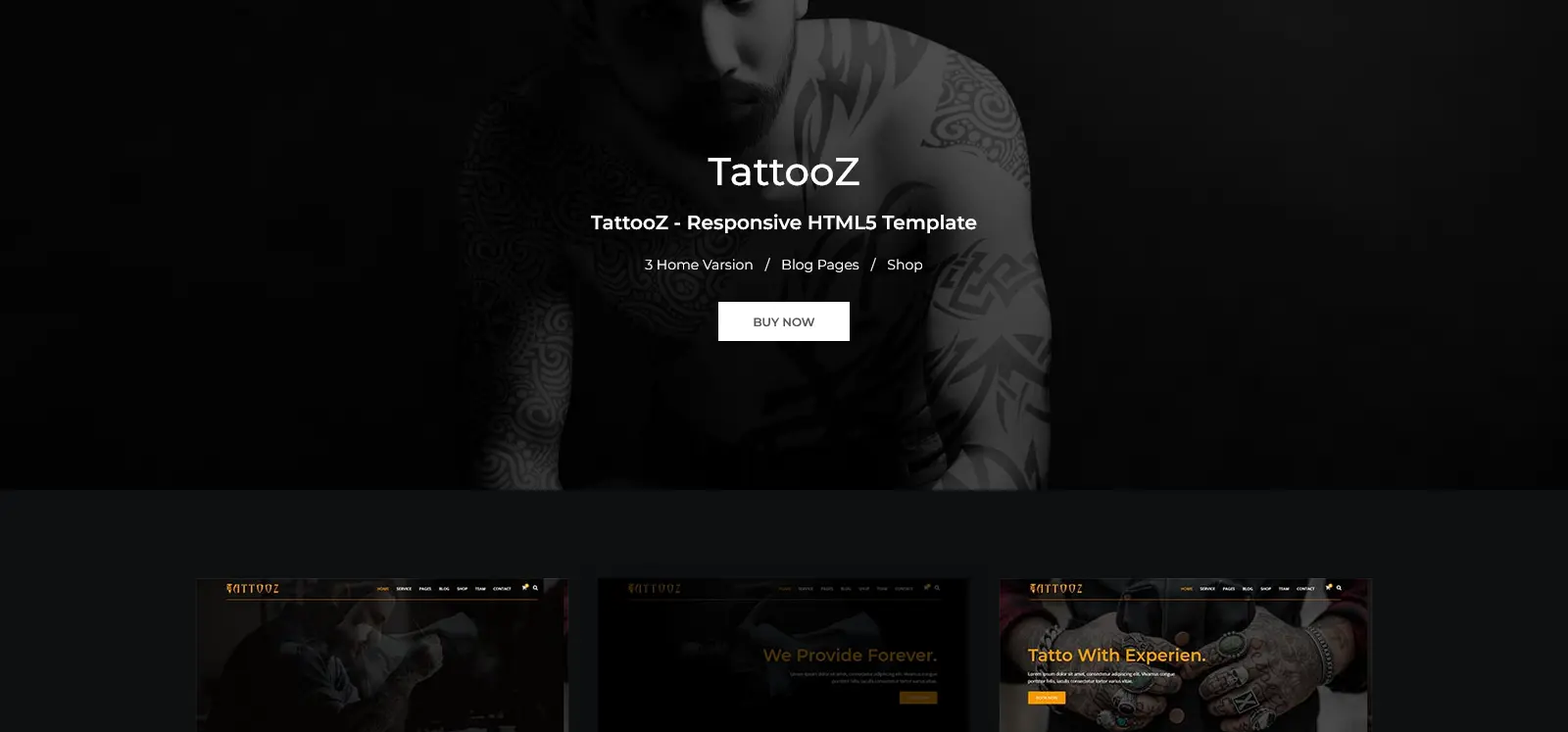 Tattooz шаблон, тема для сайта тату-студии