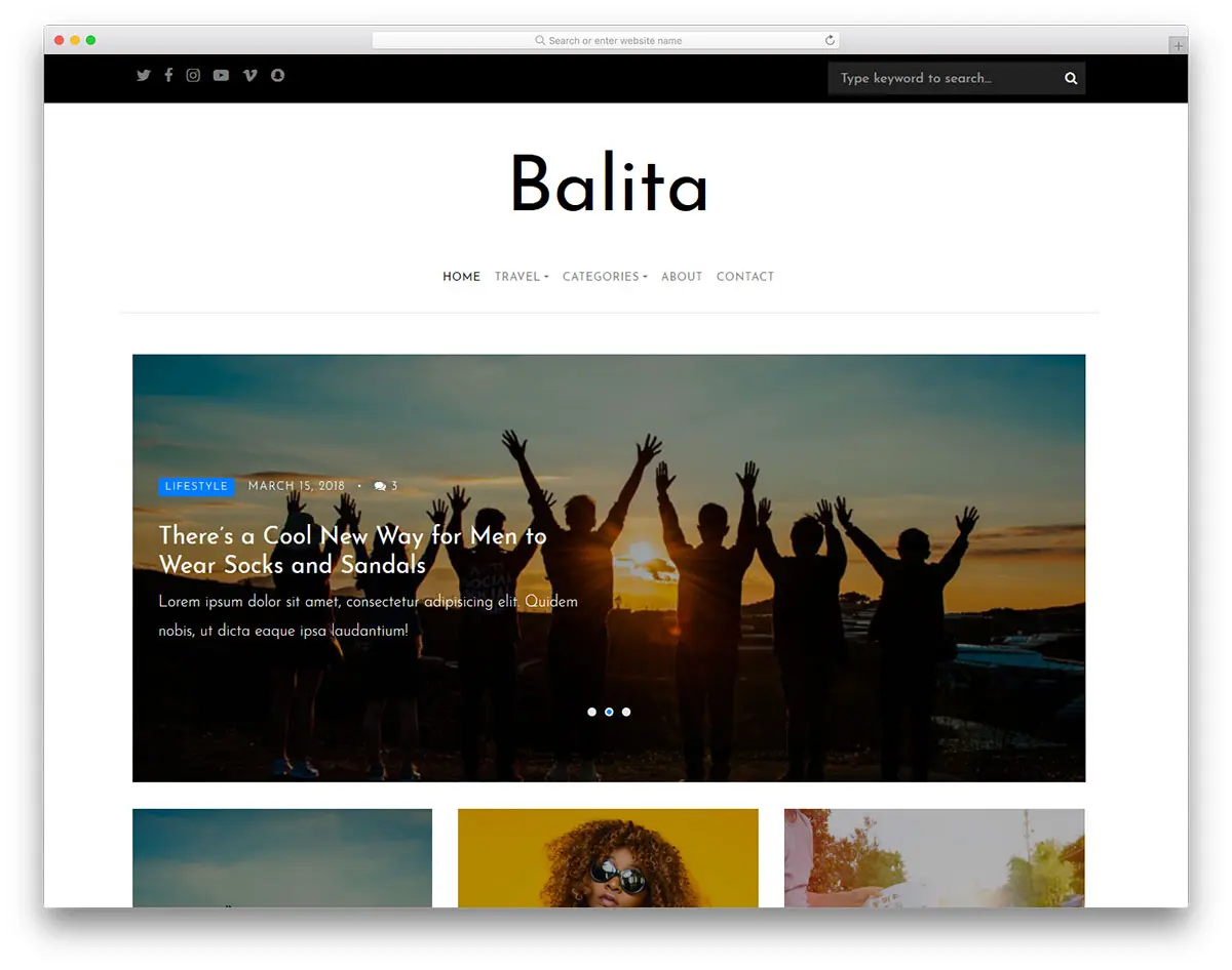 Balita html тема для блога с чистым дизайном