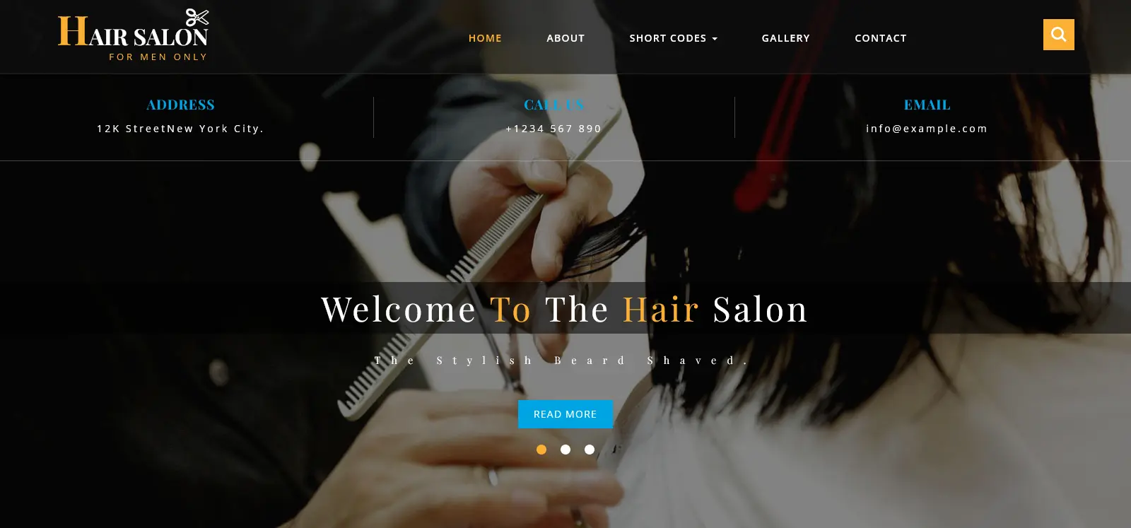 Hair Salon шаблон сайта мужской парикмахерской, барбершопа