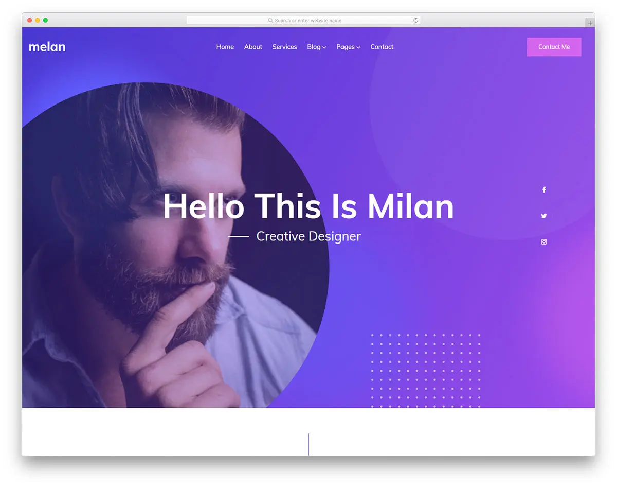 Melan впечатляющий шаблон сайта личного профиля и портфолио