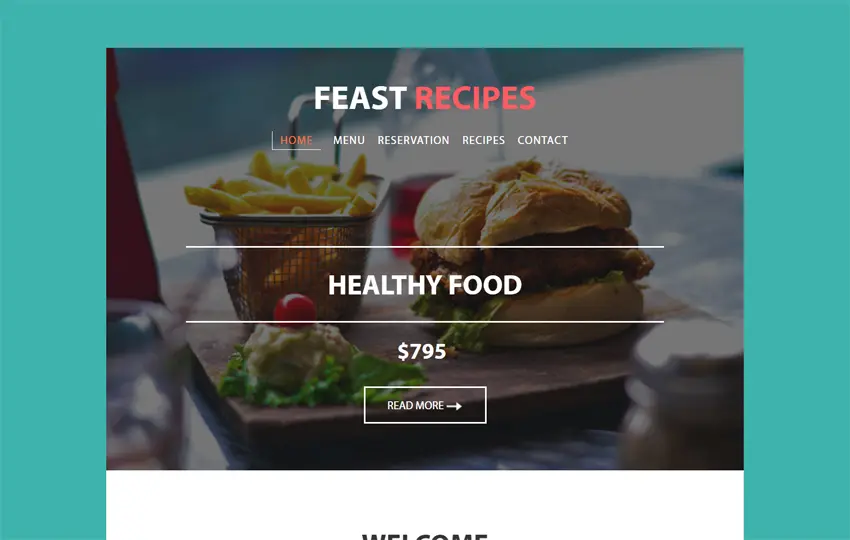 Feast Recipes шаблон email-рассылки кафе или ресторана