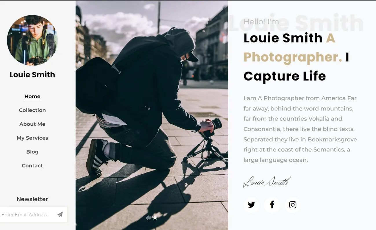 Louie шаблон для персонального сайта или портфолио фотографа