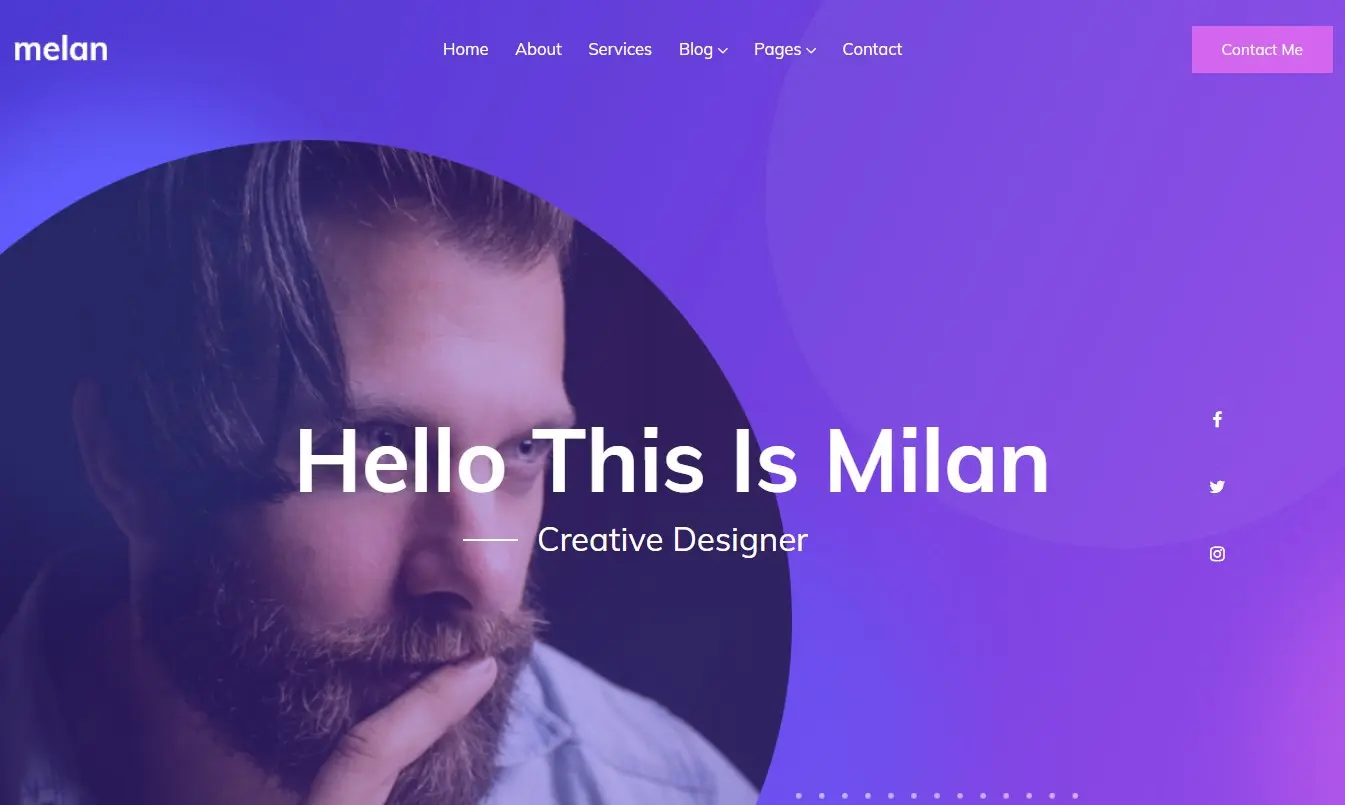 Melan впечатляющий шаблон сайта личного профиля и портфолио