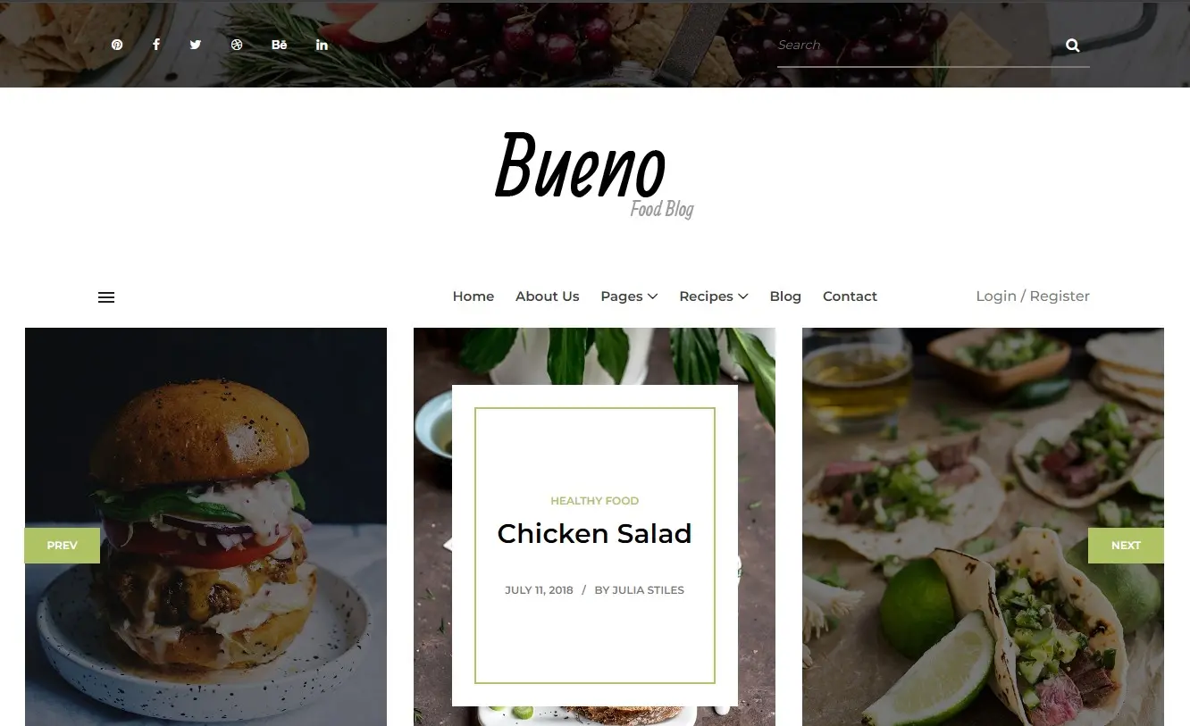 Bueno отличный шаблон для блога о еде или для сайта ресторана