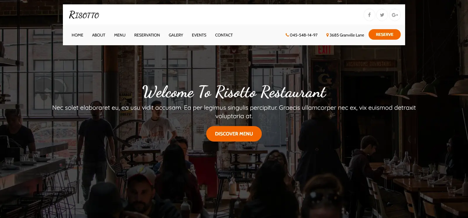 Risotto шаблон landing page для ресторана и кафе