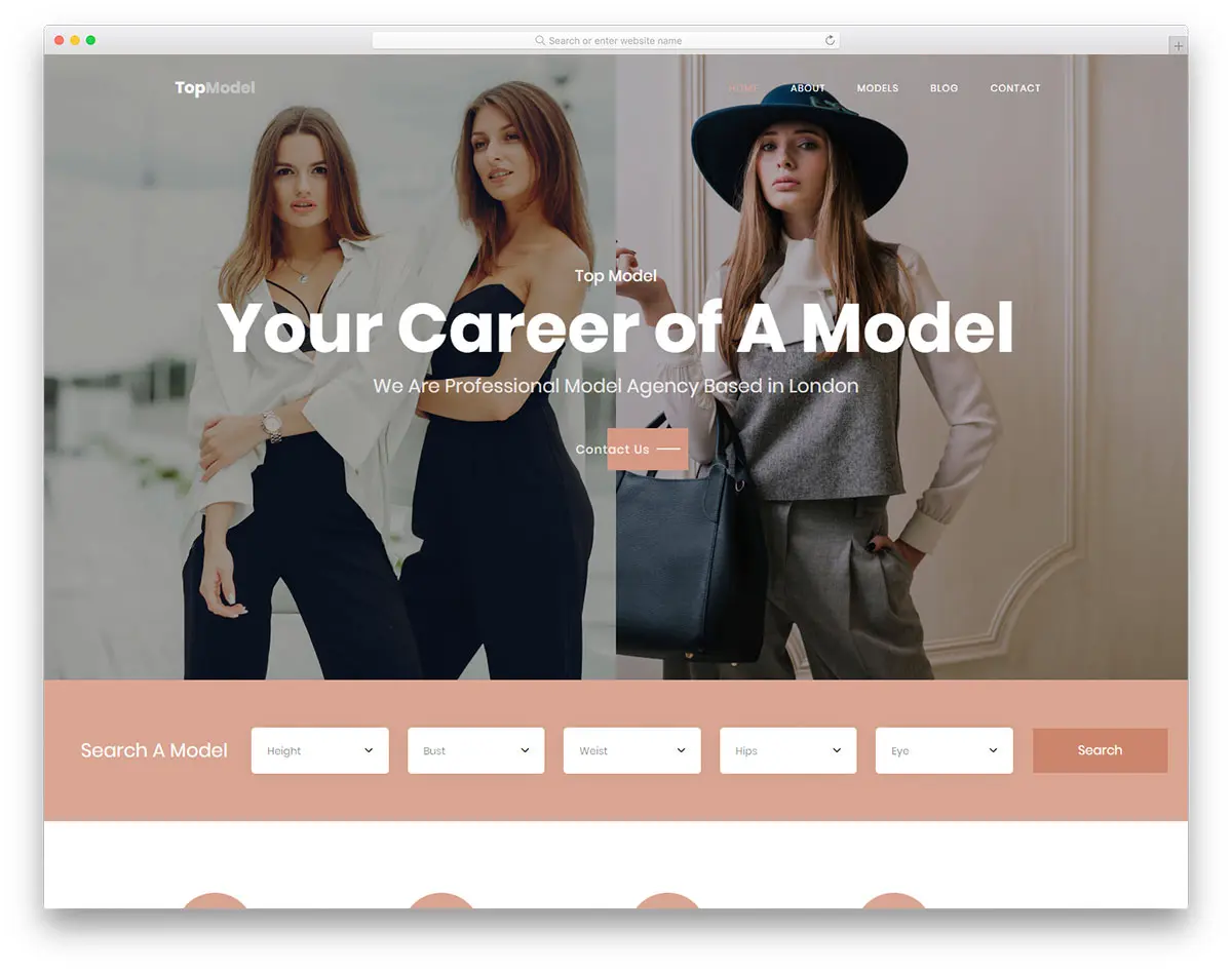 Top model стильный шаблон сайта модельного агентства